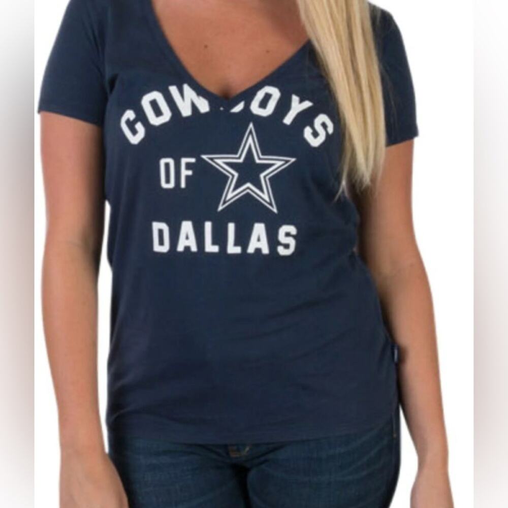 UEC NIKE DALLAS COWBOYS NAVY BLUE V NECK SOFT ORGANIC COTTON SZ L